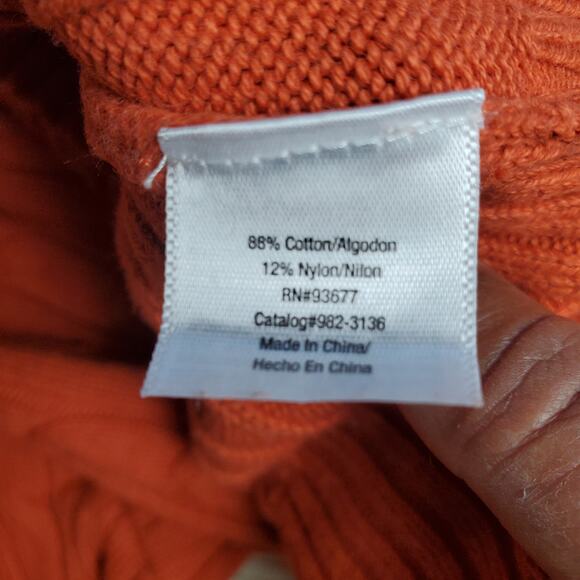 ST. JOHN'S BAY Orange Turtle Neck Cable Knit Sweater - Picture 10 of 10